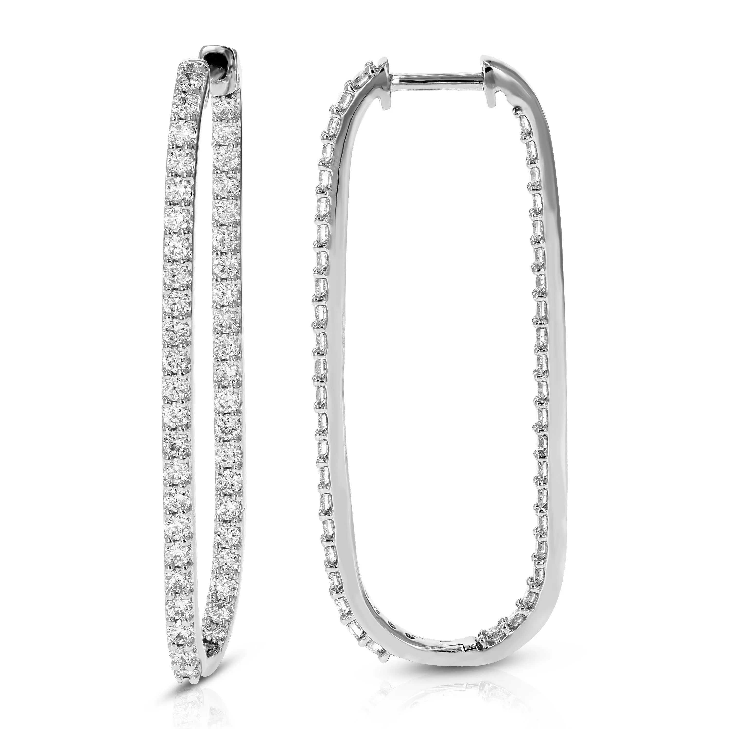 1.50 cttw Lab Grown Diamond Inside Out Hoop Earrings 14K White Gold