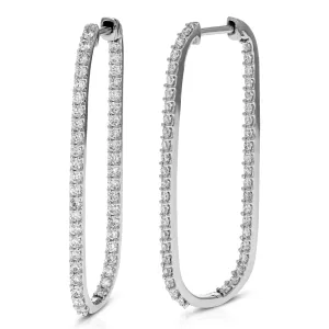 1.50 cttw Lab Grown Diamond Inside Out Hoop Earrings 14K White Gold