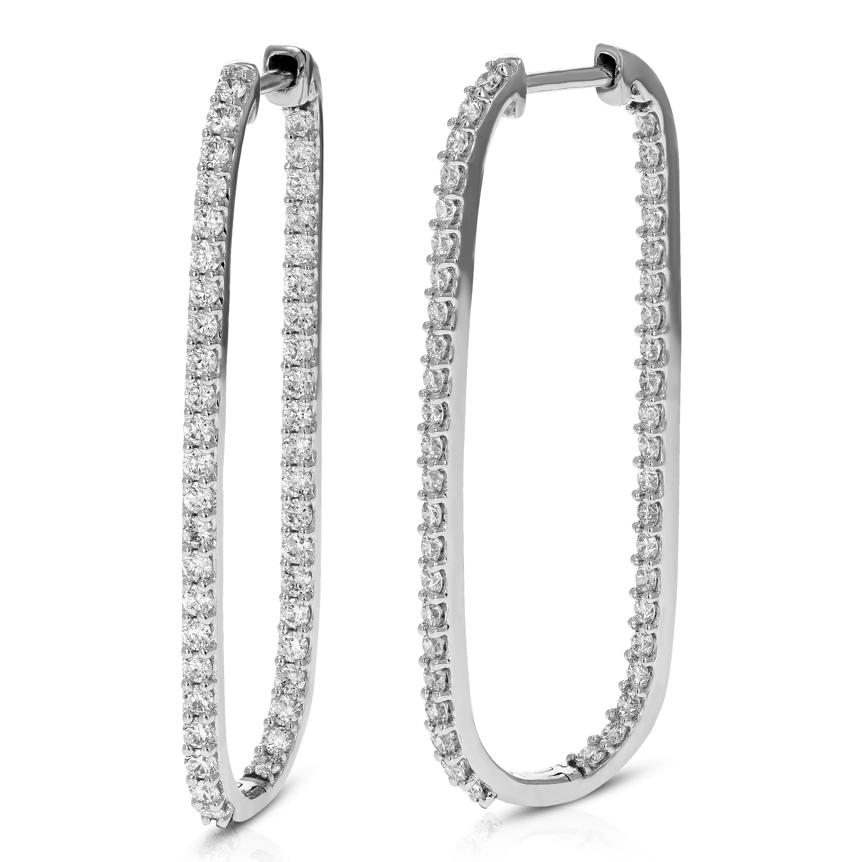 1.50 cttw Lab Grown Diamond Inside Out Hoop Earrings 14K White Gold