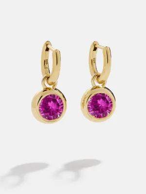 18K Gold Birthstone Drop Earrings - Rose