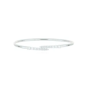 18k White Gold Diamond Open Bangle