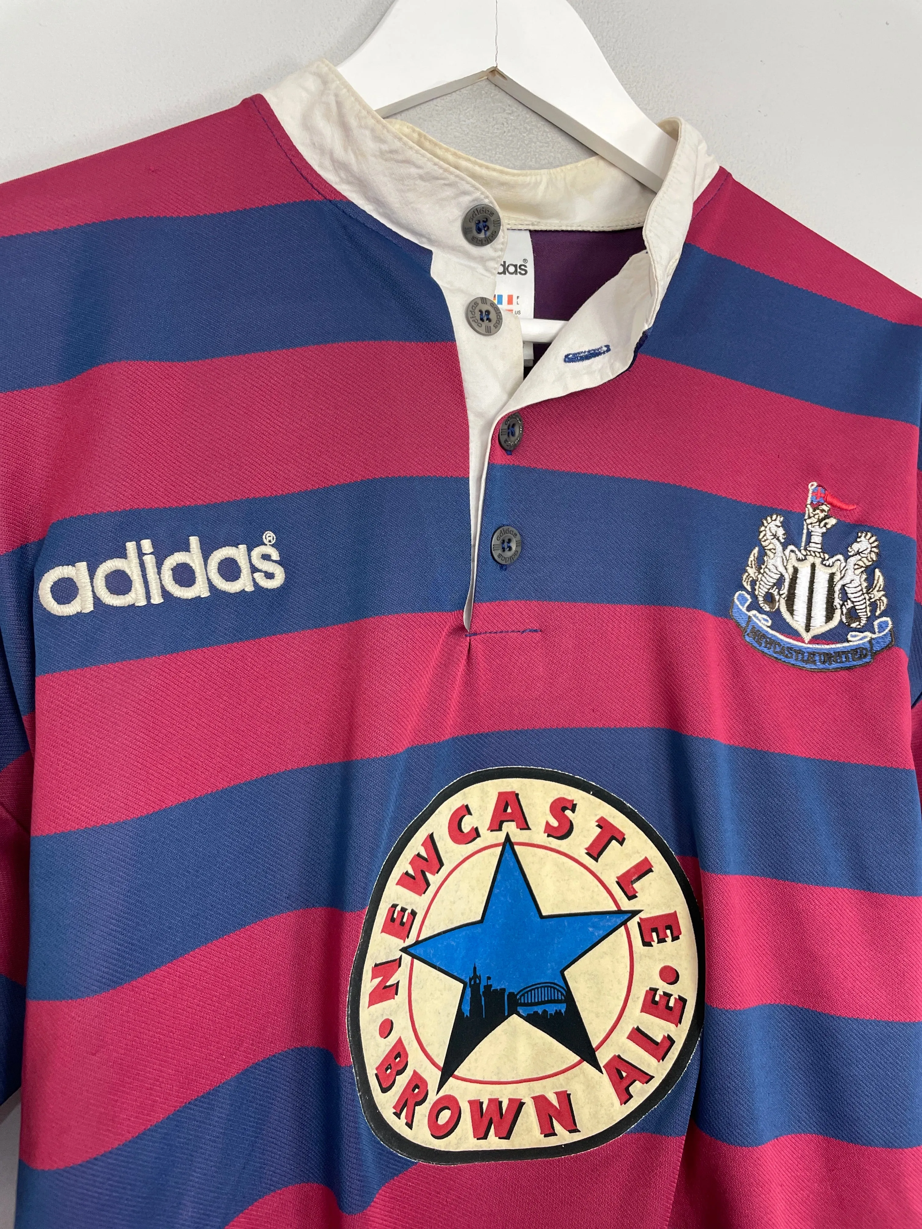 1995/96 NEWCASTLE UNITED GINOLA #14 AWAY SHIRT (L) ADIDAS