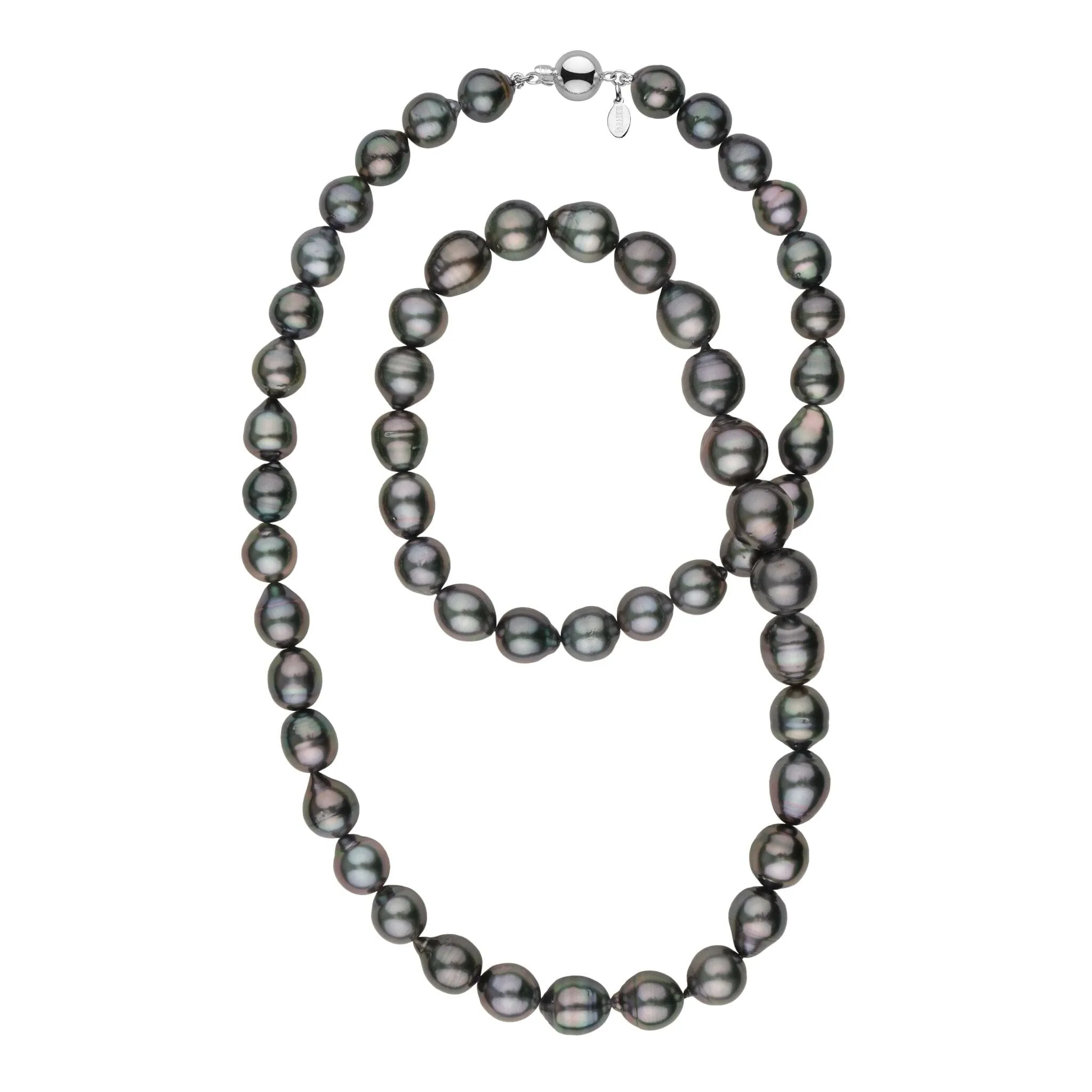 26-Inch 9.0-11.9 mm AA /AAA Green Tahitian Baroque Pearl Necklace