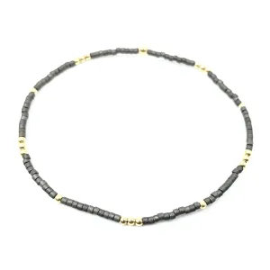 2MM NEWPORT GRAPHITE   GOLD FILLED WATERPROOF BRACELET