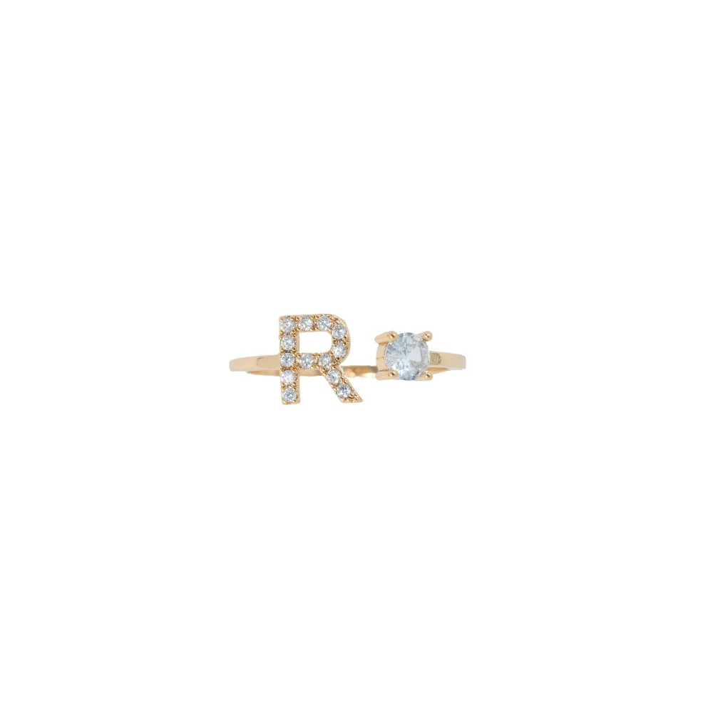 316L Stainless Steel Crystal Initial Ring