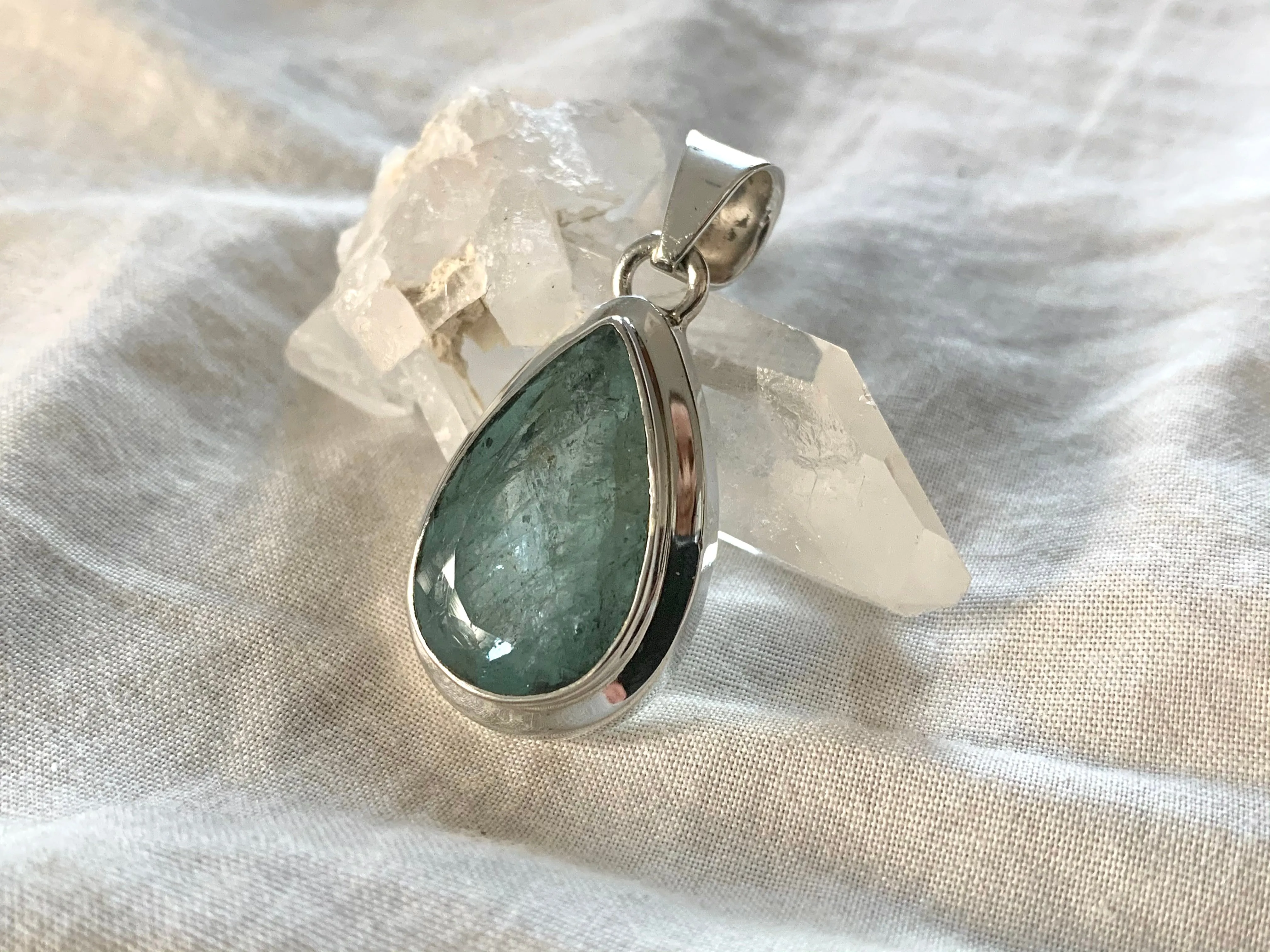 Aquamarine Ansley Pendant - Faceted Medium Teardrop