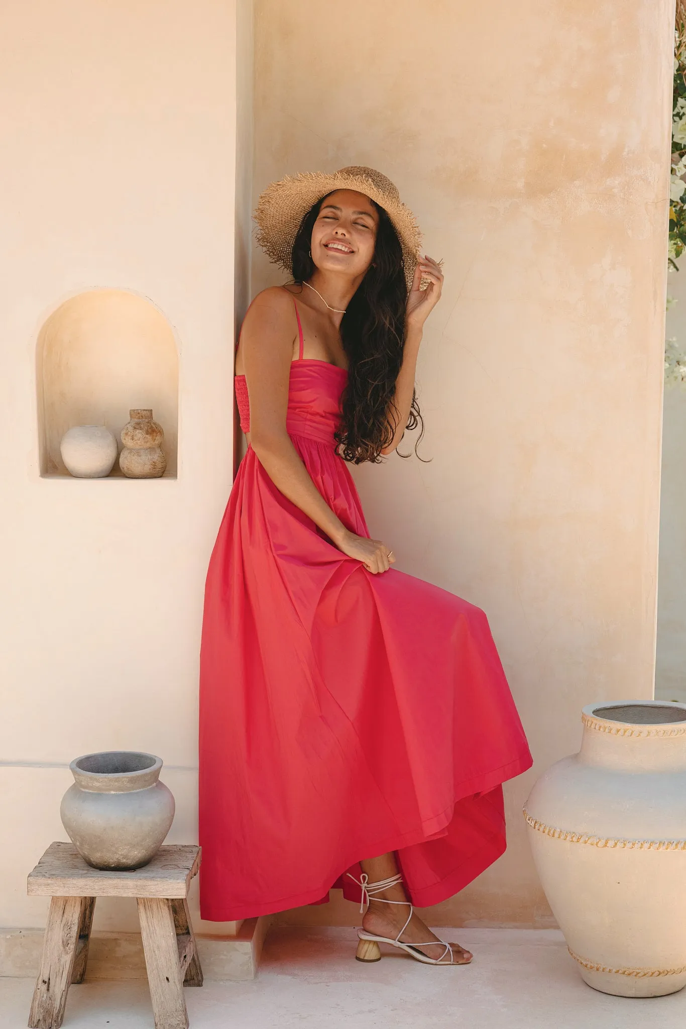 Azalea Watermelon Red Flared Maxi Dress