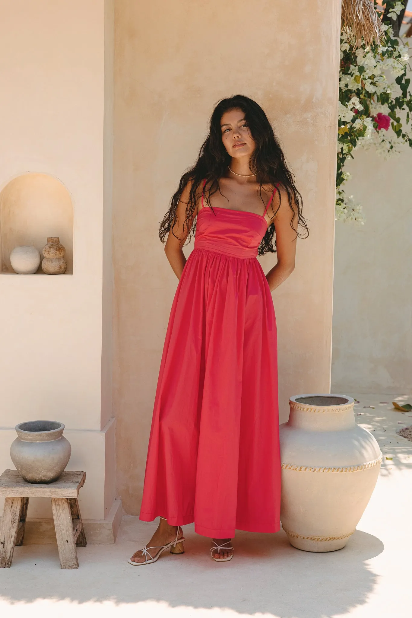 Azalea Watermelon Red Flared Maxi Dress