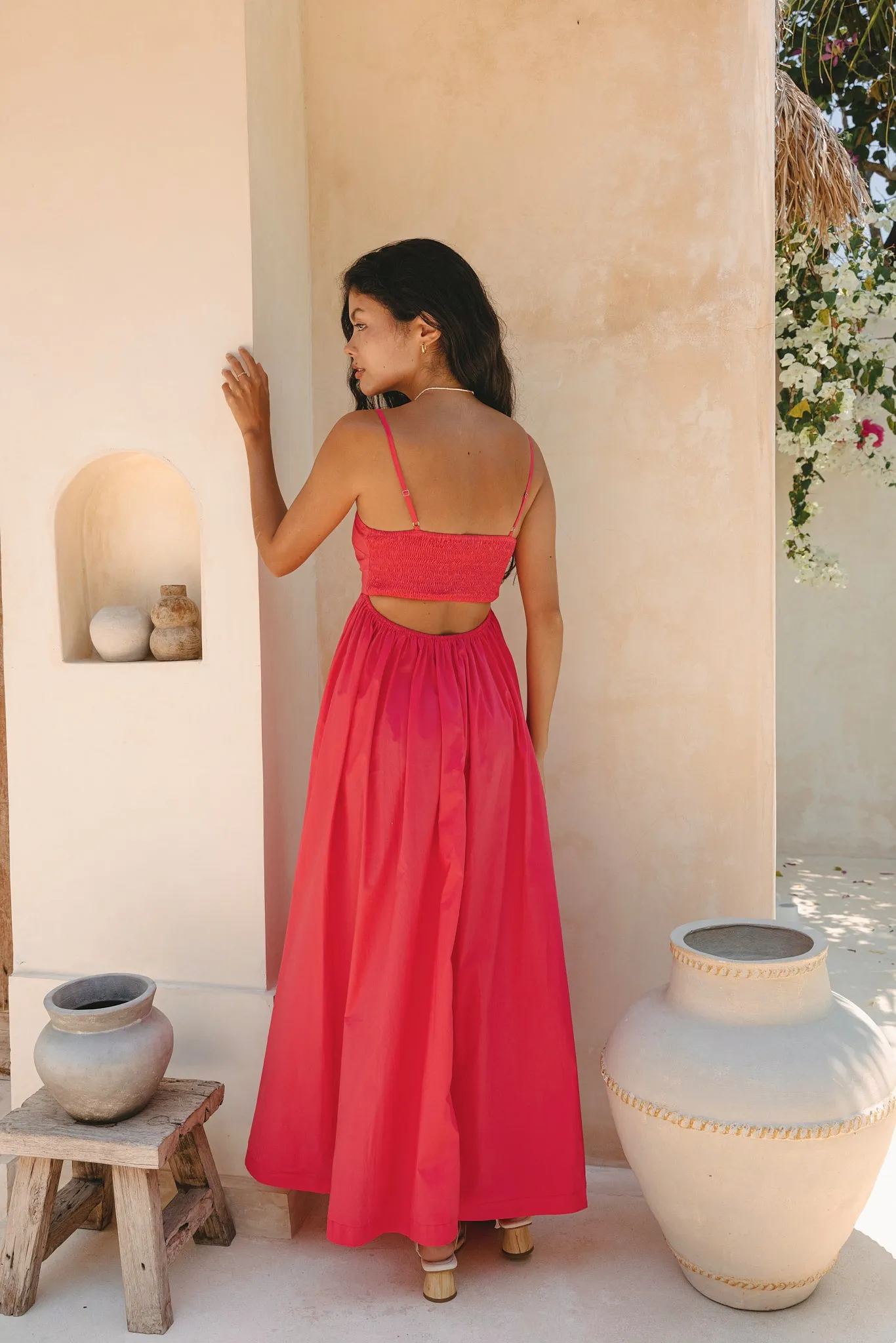 Azalea Watermelon Red Flared Maxi Dress