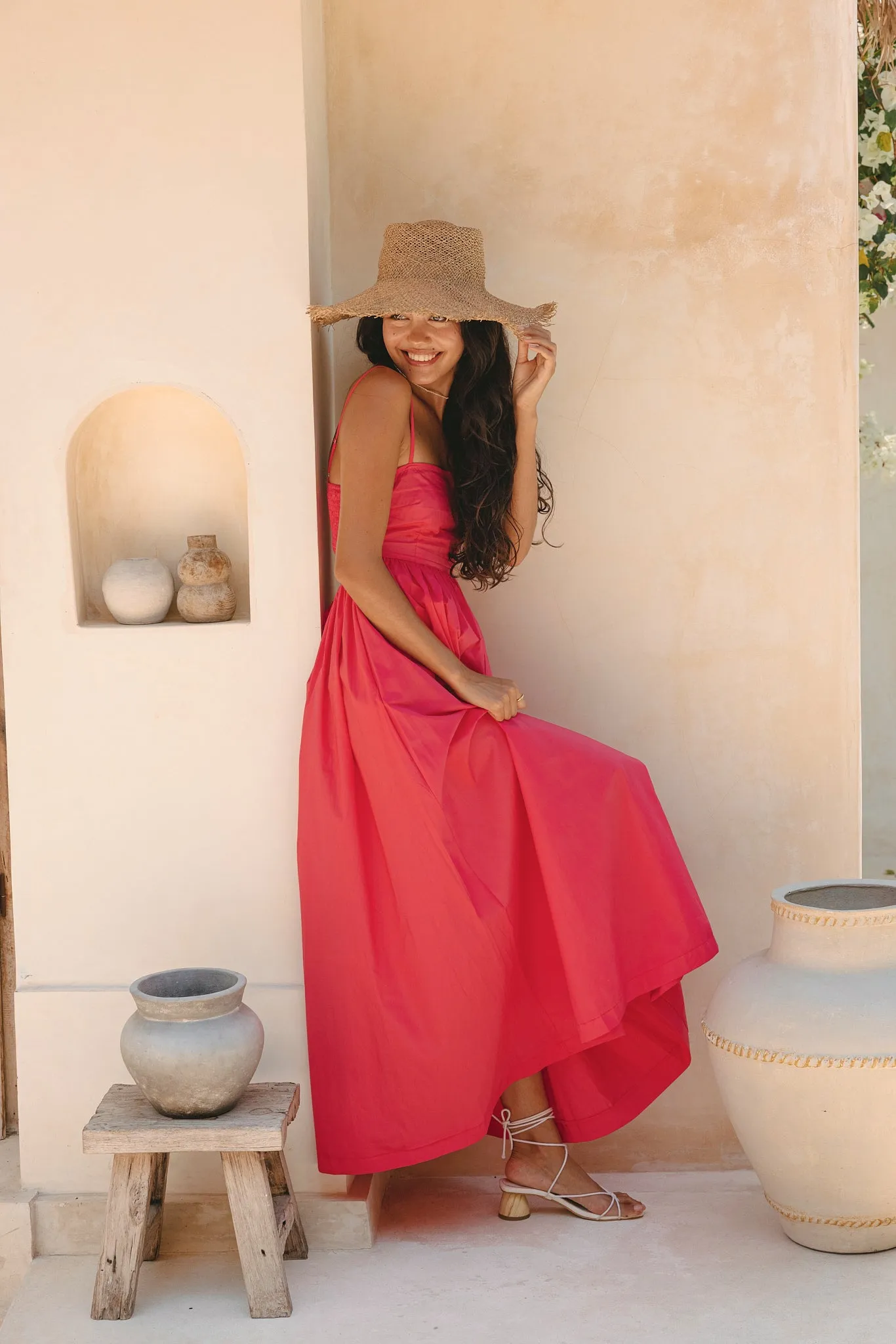 Azalea Watermelon Red Flared Maxi Dress