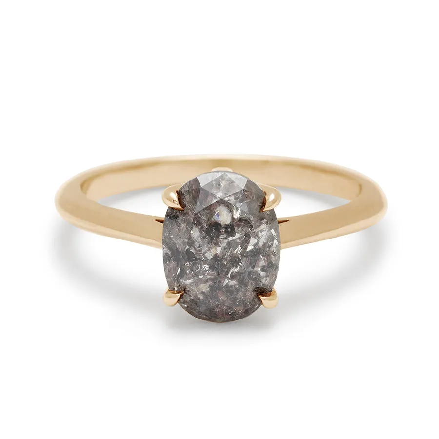 Bea Solitaire Ring - Yellow Gold & Grey Diamond (1.88ct)