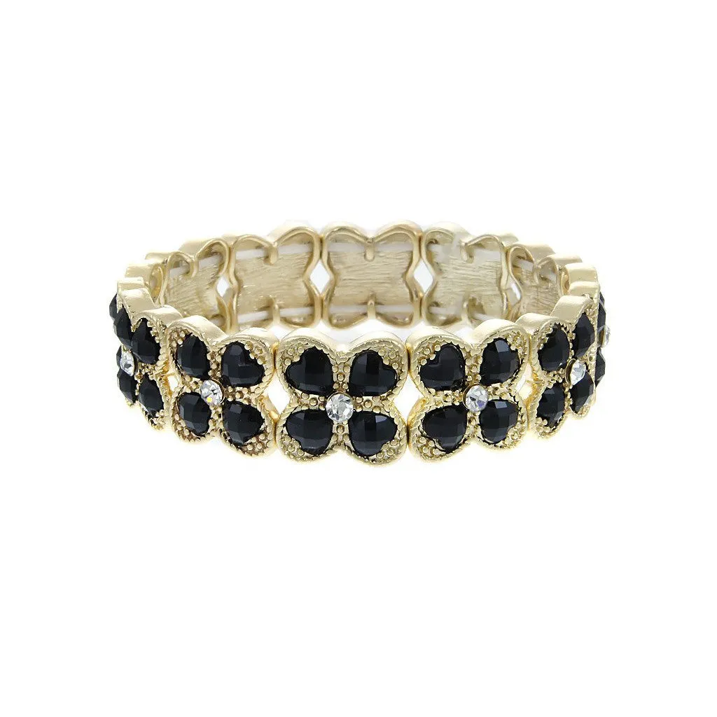 Black Clover Crystal Stretch Bracelet