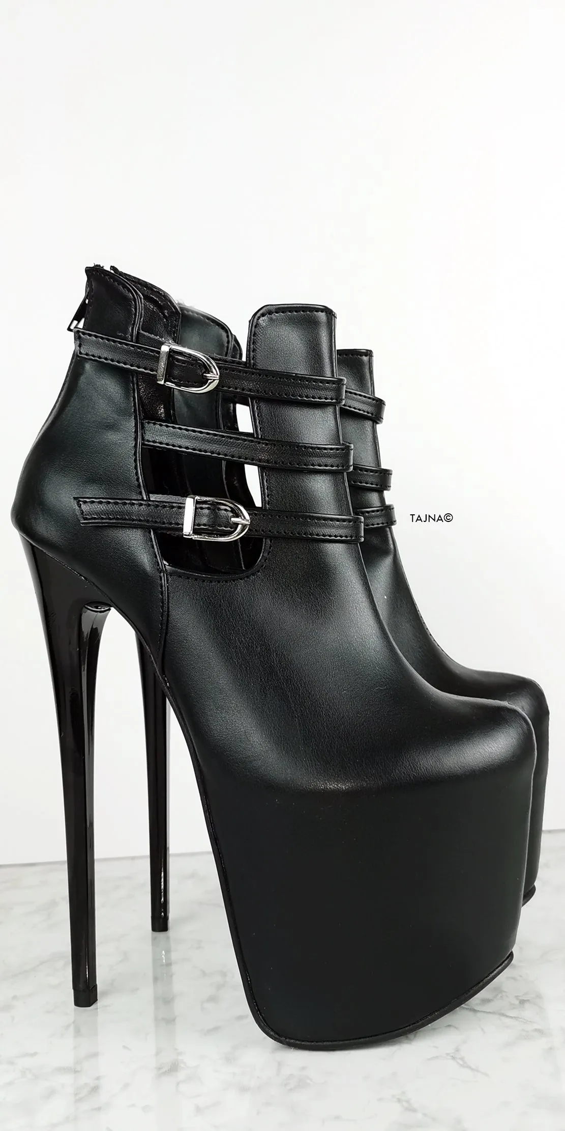 Black Matte Double Matte Ankle Boots