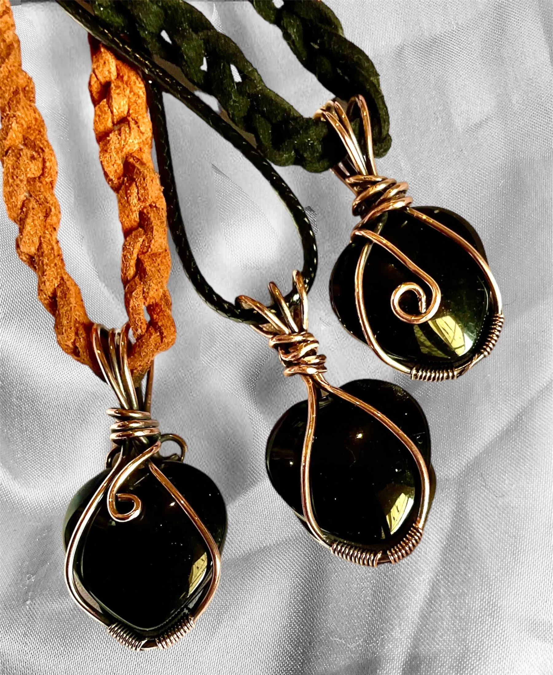 Black Obsidian Wire Wrapped Heart Pendants