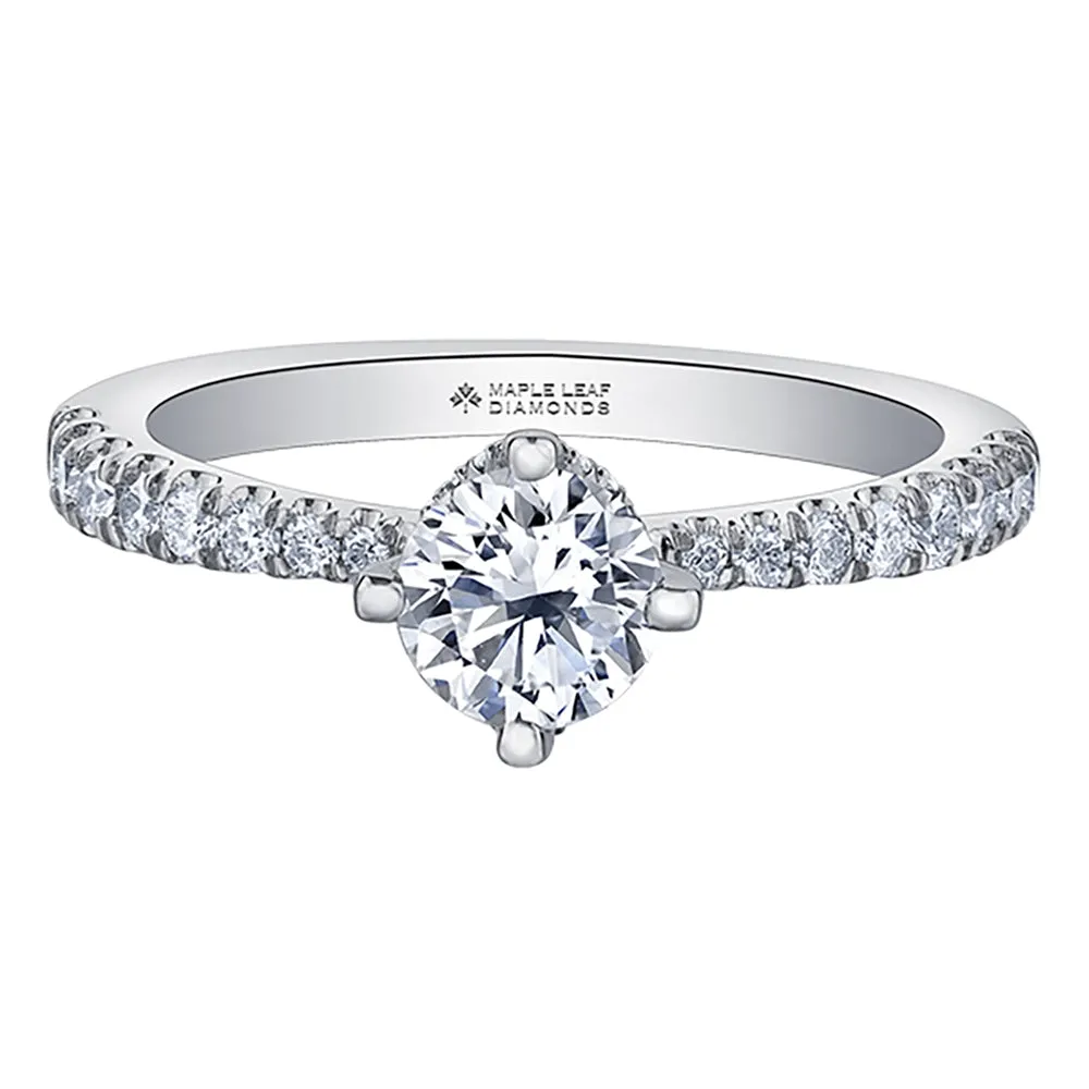 Canadian Round Diamond Engagement Ring with Accented Band