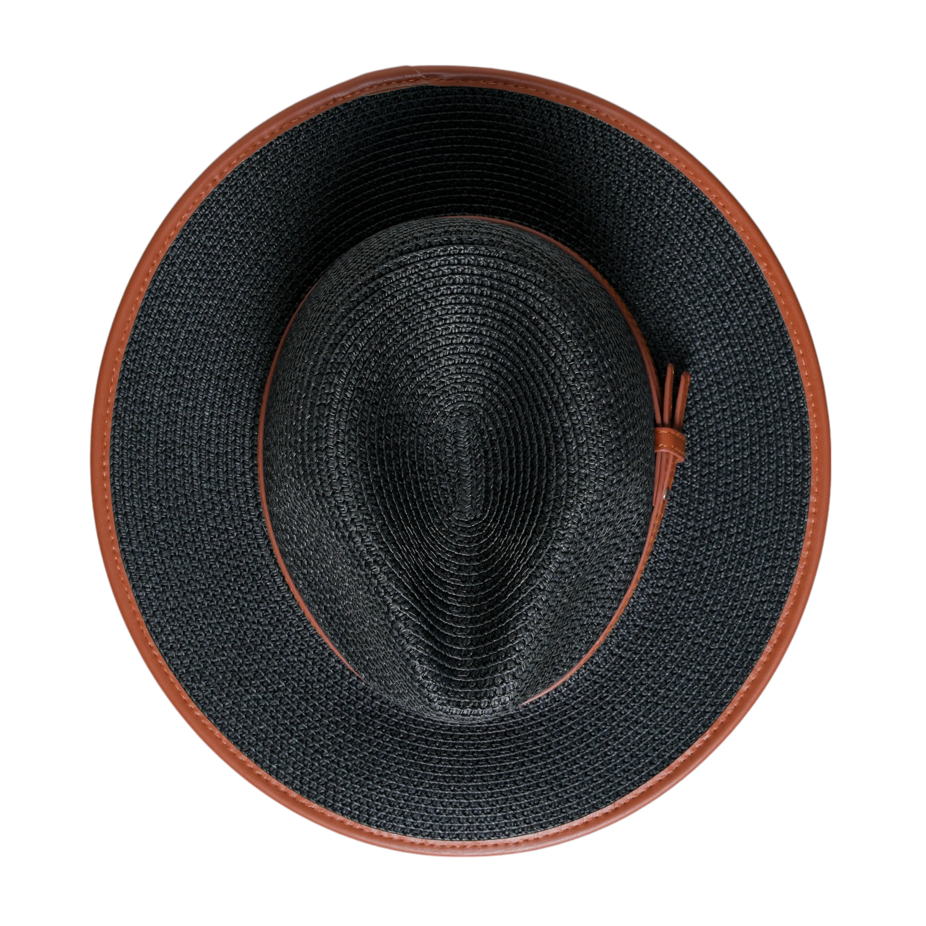 Chokore Minimal Straw Fedora Hat (Black)