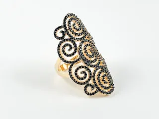 Classic Elegant Fine Swirl Pattern Long Brass Ring