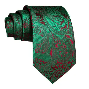 Classy Men Green & Red Floral Silk Tie