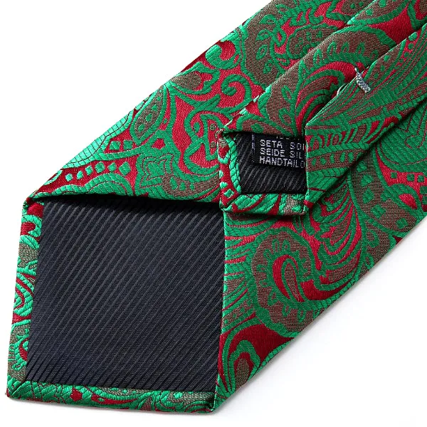 Classy Men Green & Red Floral Silk Tie