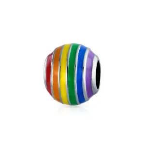 Colorful Enamel Sterling Silver LGBTQ Rainbow Spacer Charm Bead for Bracelet