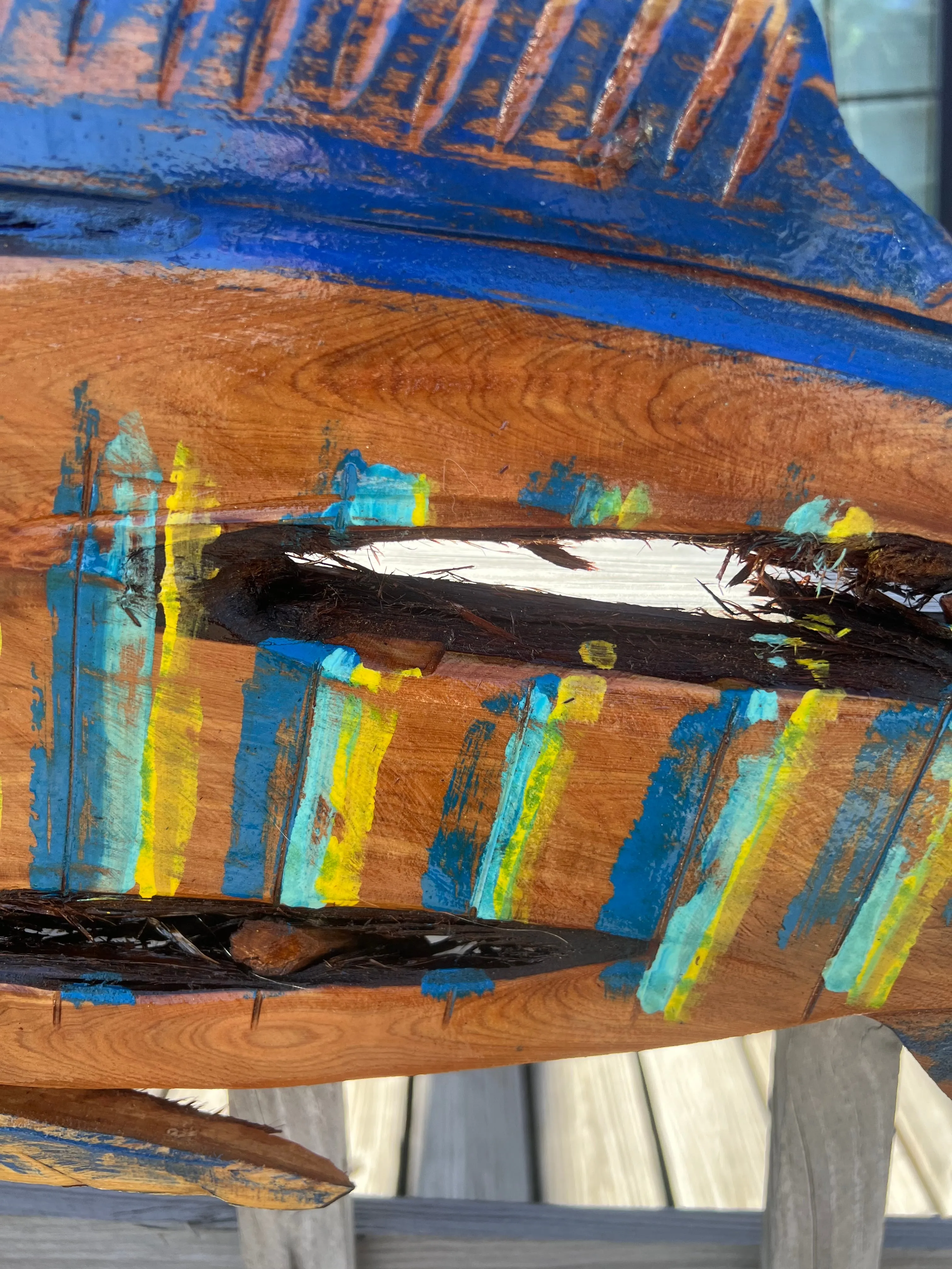 Colorful Marlin Chainsaw Art