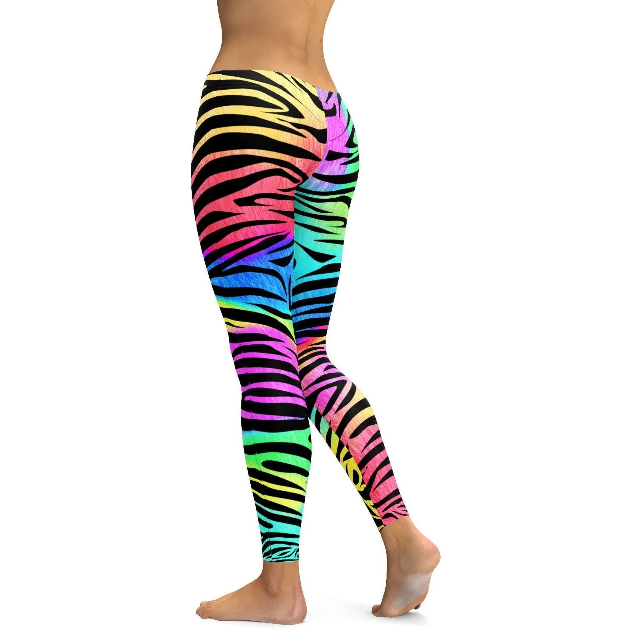 Colorful Zebra Striped Leggings