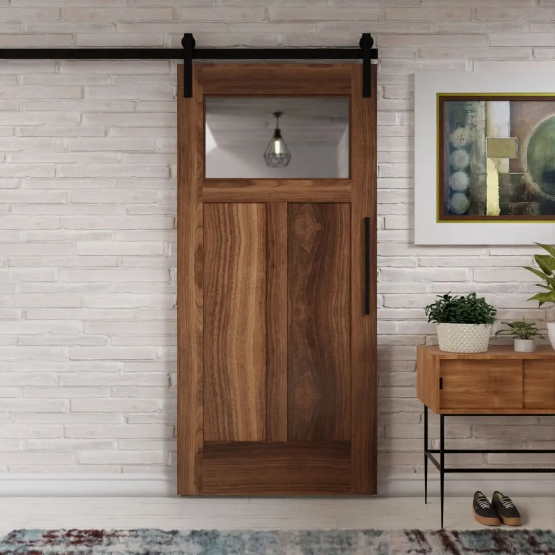 Craftsman T Window Clear Glass Interior Barn Door