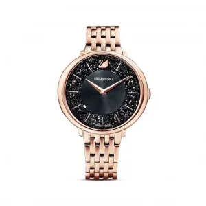 Crystalline Chic Metal Black Rose Gold-tone Watch 5544587