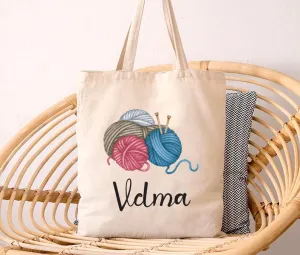 Custom Knitting Tote Bag, Personalized Crochet Gift for Mom