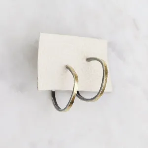 Dark Rhodium And Gold Rectangular Hoops