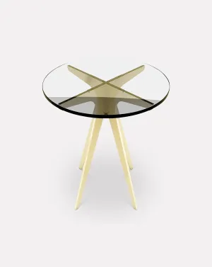 Dean Clear Glass and Steel Side Table