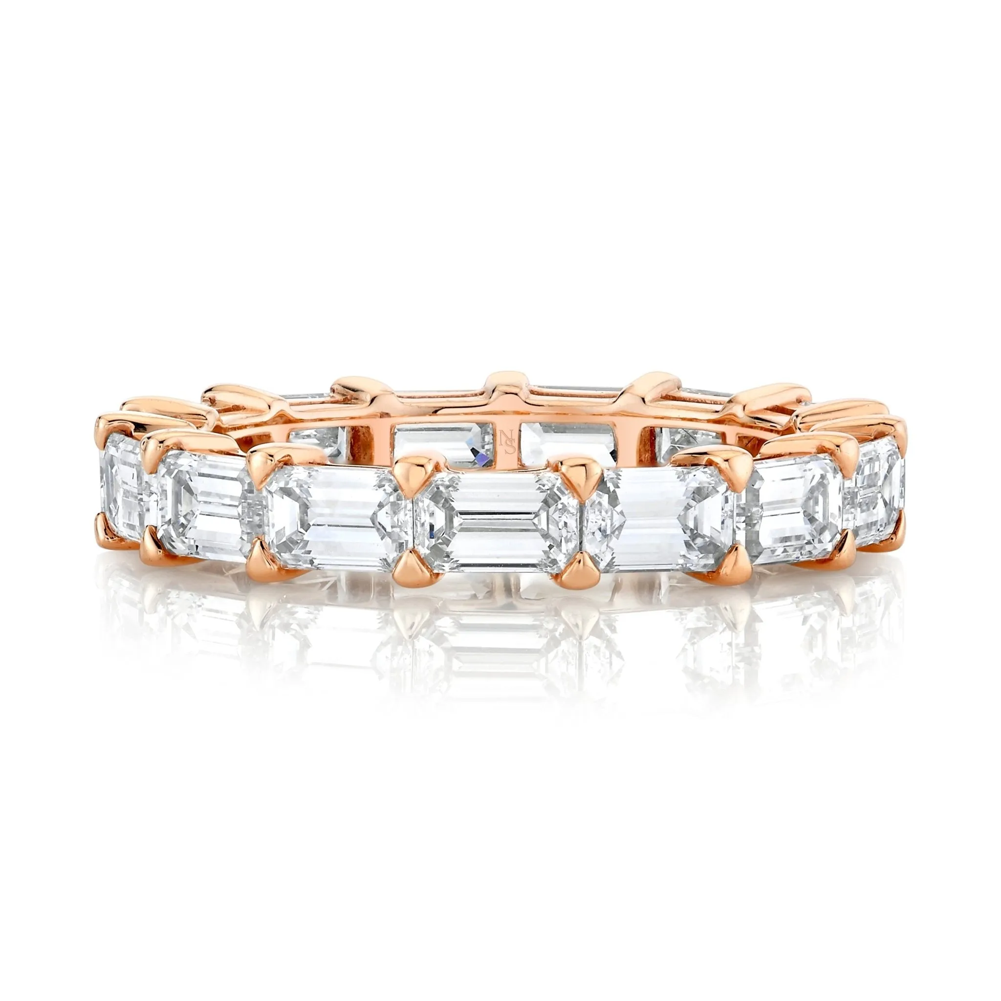 East West Emerald Cut Diamonds Eternity Band in 18k Rose Gold