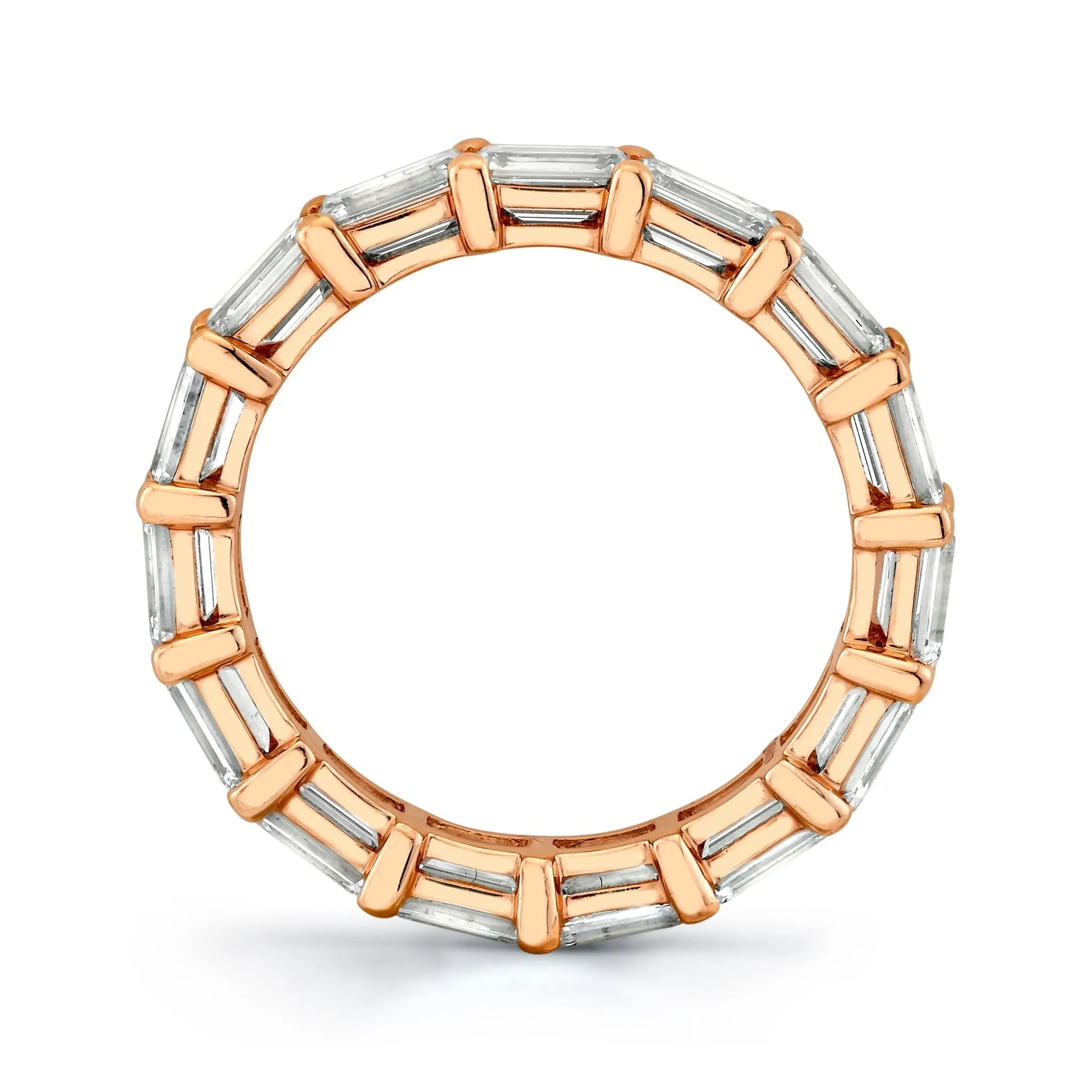 East West Emerald Cut Diamonds Eternity Band in 18k Rose Gold