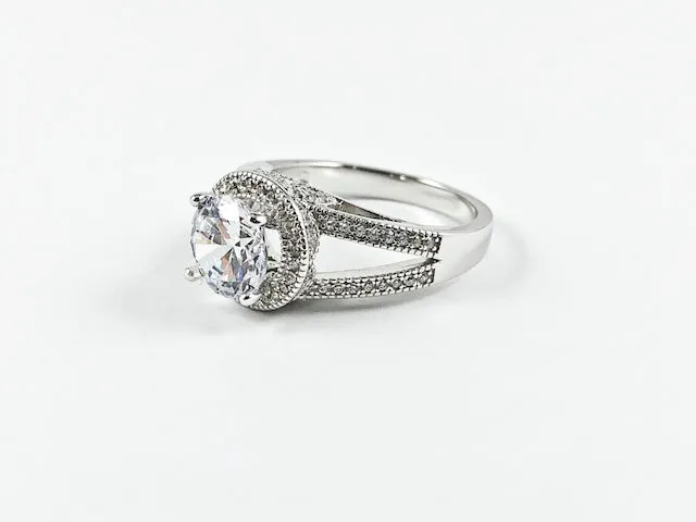 Elegant Classic Round Cut Silver Ring