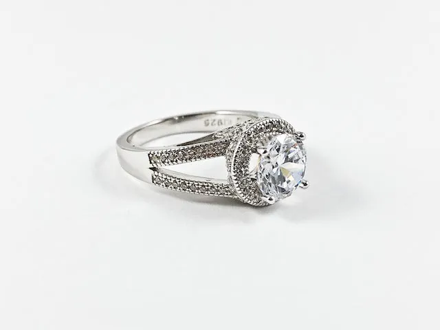 Elegant Classic Round Cut Silver Ring