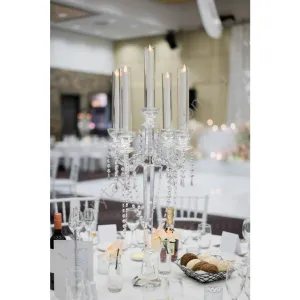 Elegant crystal candelabra sleeved candles