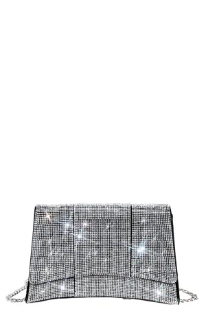 FASHION SQUARE CURVE RHINESTONE CHIC CROSSBODY BAG