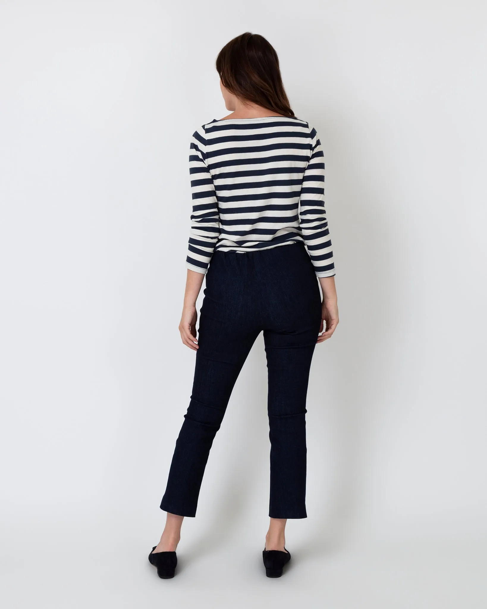 Faye Flare Cropped Pant in Indigo Stretch Denim