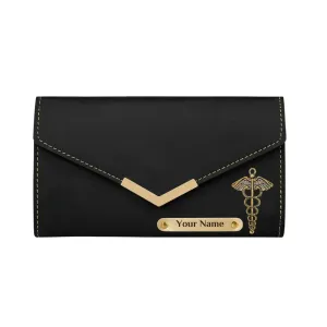 Giftana Personalized Ladies Wallet with Doctor Charm - Black