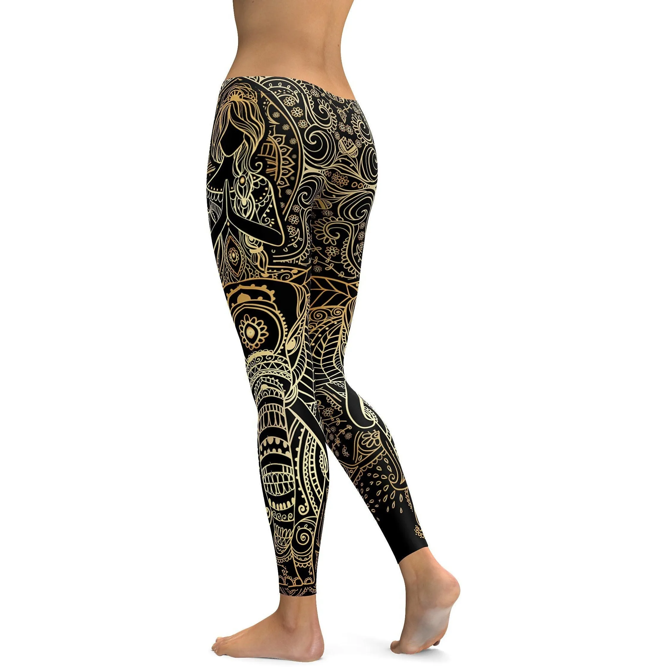 Golden Ornamental Elephant Leggings