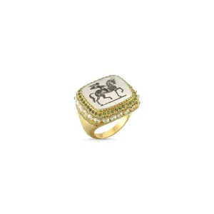 GRAND TOUR EROS & STEED INTAGLIO MILLE FEUILLE RING