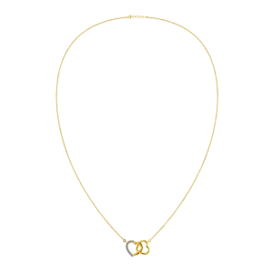 Heart-lock Themed Diamond-studded Gold Necklace