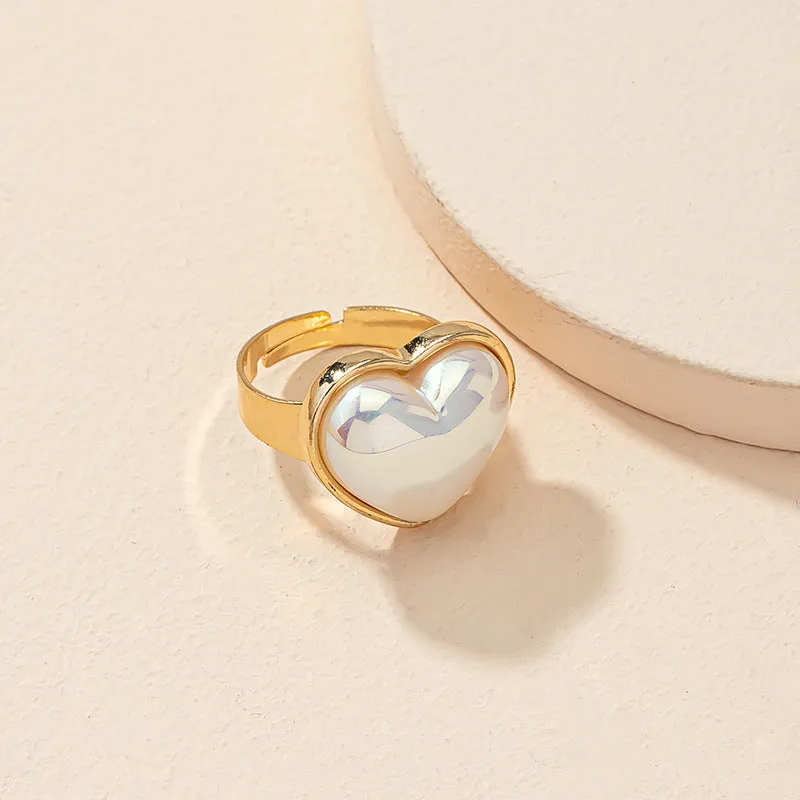 Heart Shaped Pearl Ring - Elegant and Stylish Women's Jewelry