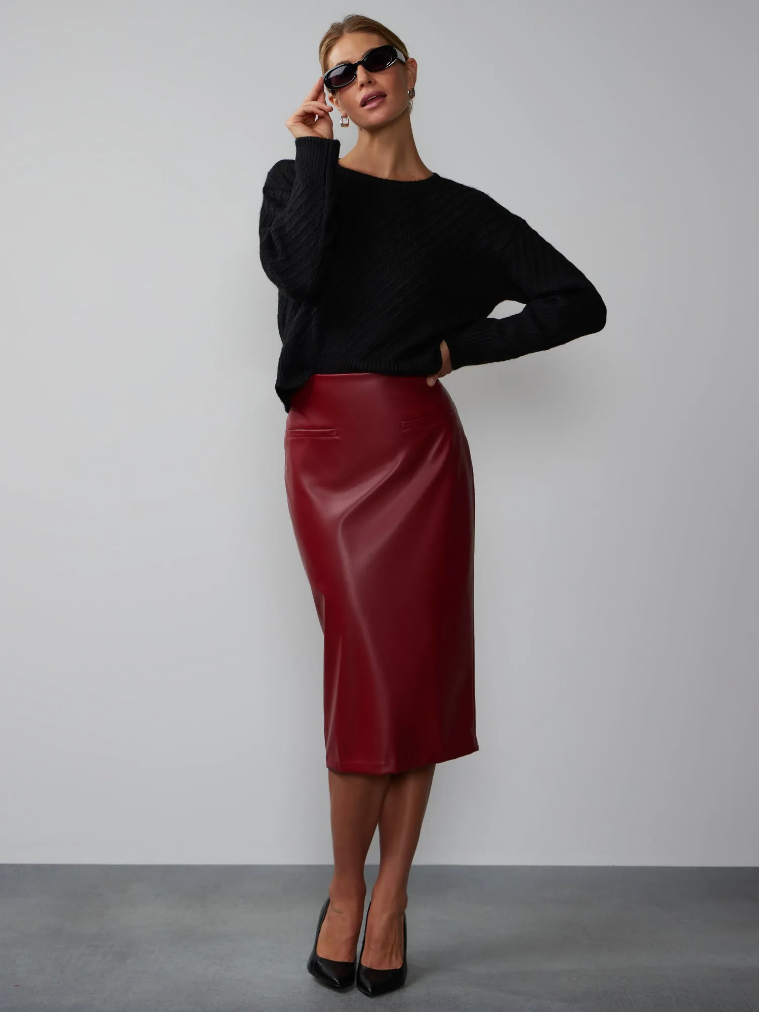 Invisible Pocket Back Slit Skirt