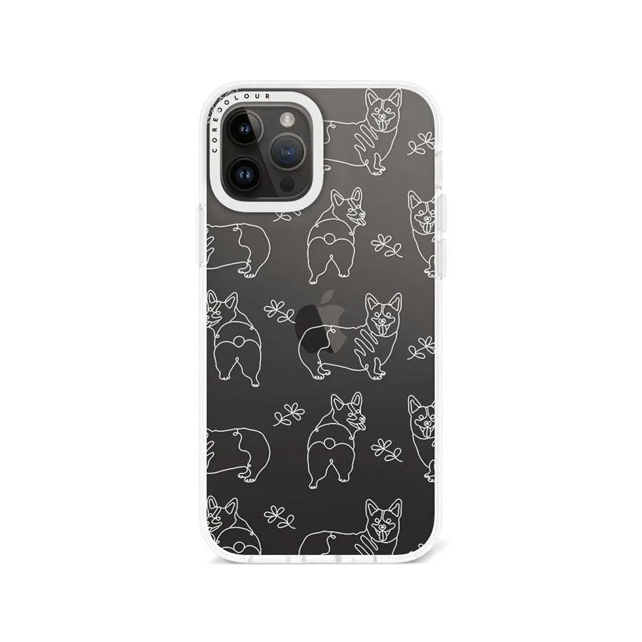 iPhone 12 Pro Corgi Minimal Line Phone Case