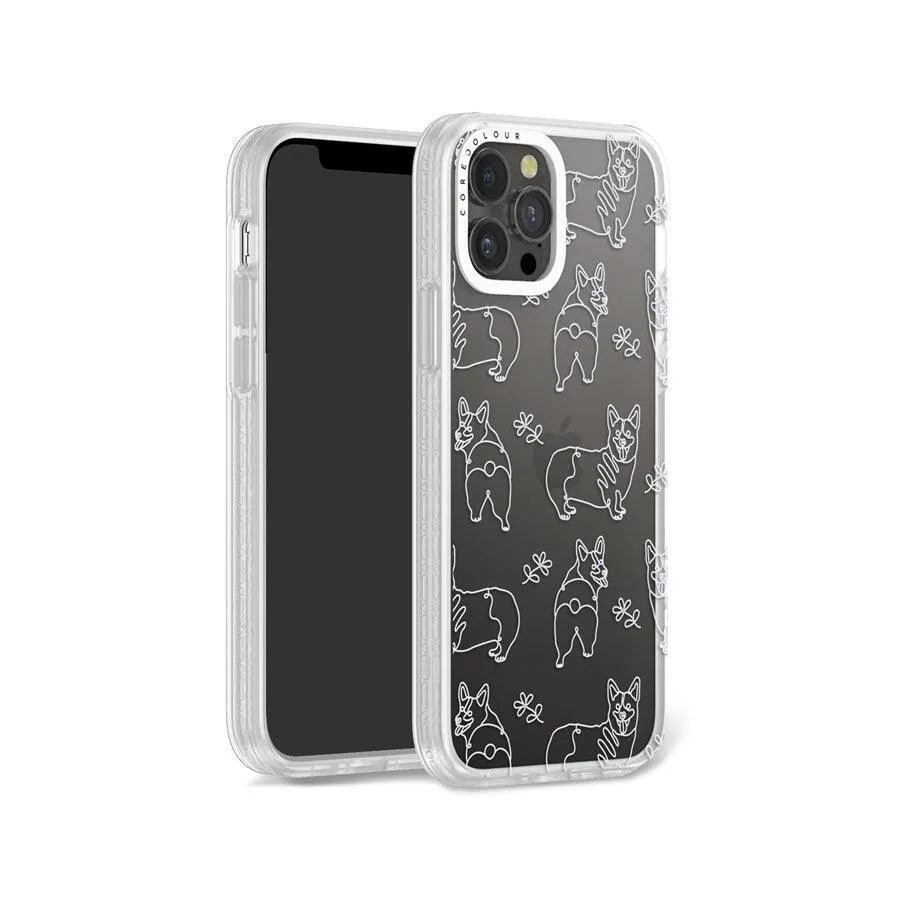 iPhone 12 Pro Corgi Minimal Line Phone Case