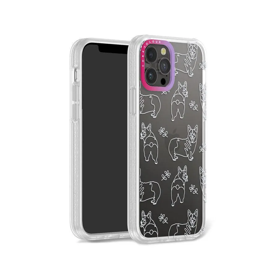 iPhone 12 Pro Corgi Minimal Line Phone Case