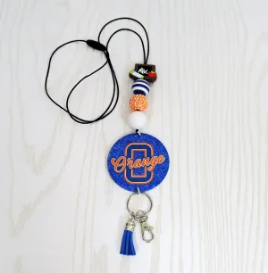 Kenzie's Boutique Handmade Personalized Olentangy Orange Lanyard - Stylish Cute Beaded Design - Breakaway Clasp for ID Badges and Keys - Gift-  School