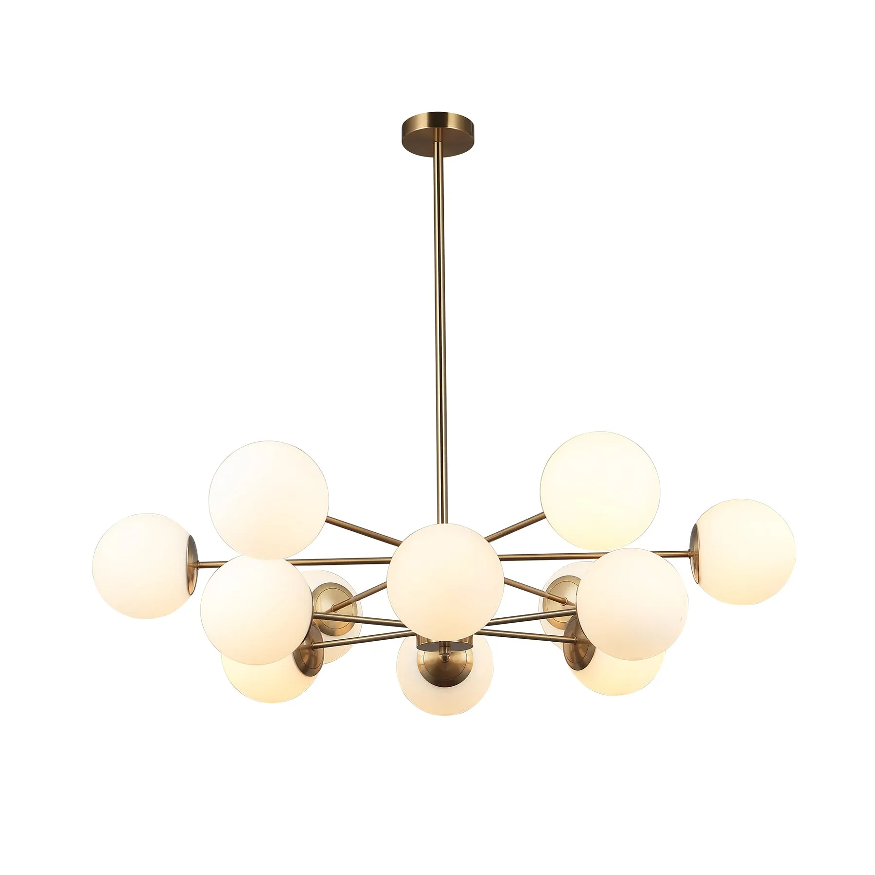 Kerang 12 Light Bronze and Opal Glass Industrial Pendant by Amond