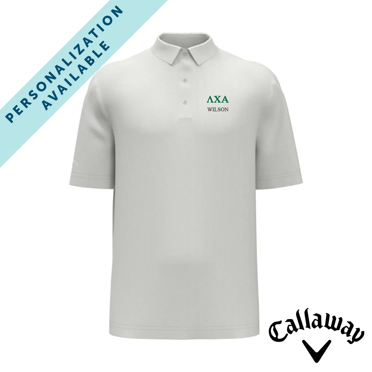 Lambda Chi White Callaway Greek Letter Golf Polo